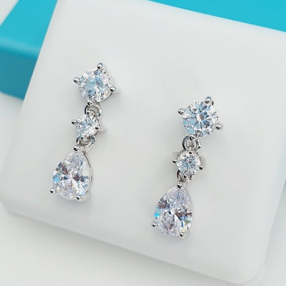 925 Sterling Silver CZ Beautiful Earrings for Women, 1USPAR4248 - Picture 2 of 11